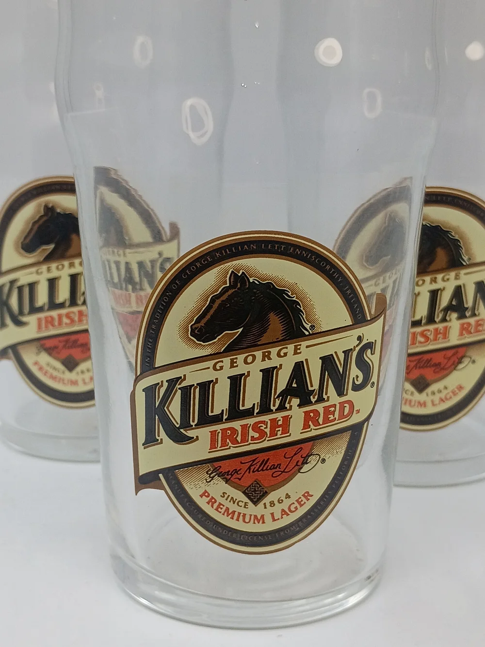 George Killian’s Irish Red Pint Glasses Clear Beer Glassware – Set of 3